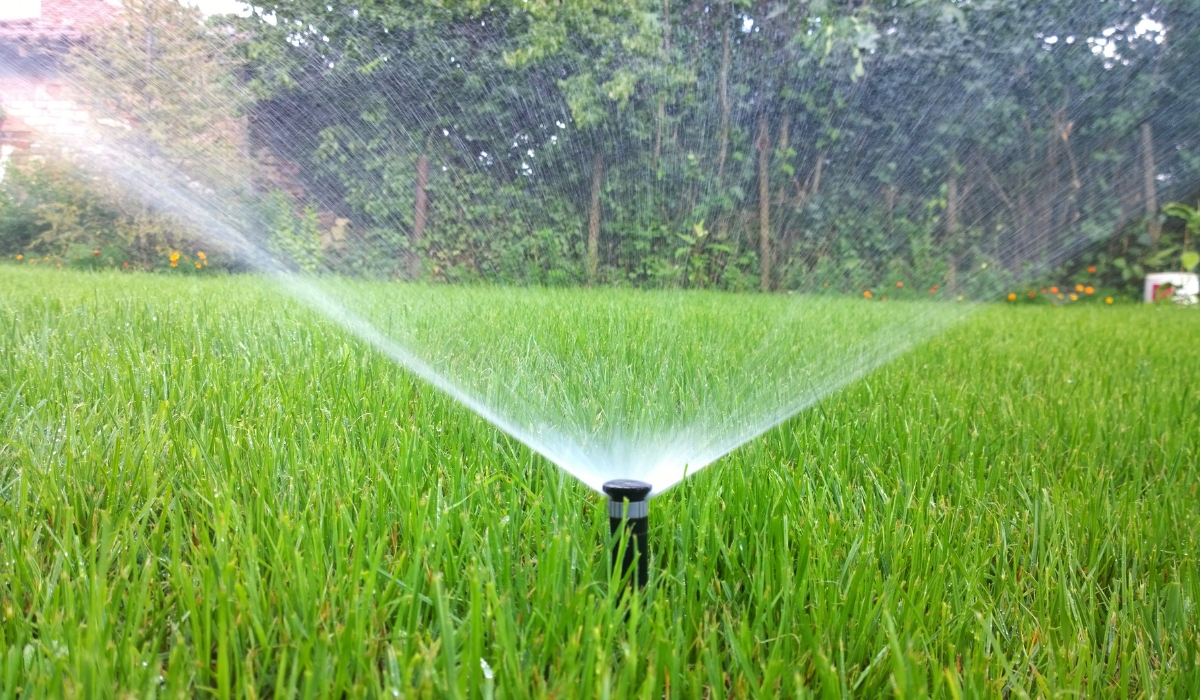 automatic sprinkler going off